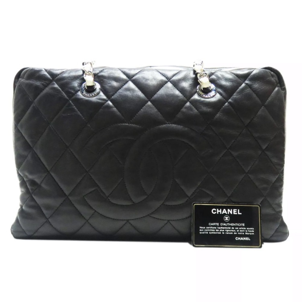 Authentic CHANEL Black Camera Case Chain Shoulder Handbag Quilted Lambskin